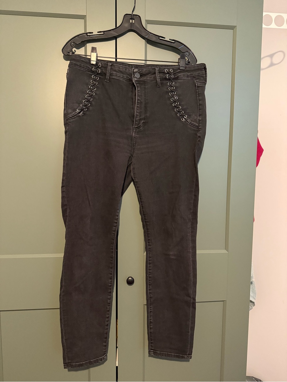 PAIGE Black Ankle Stitch-Detail Jeans